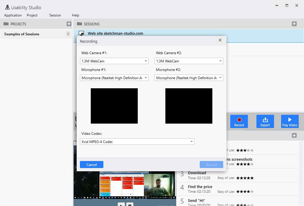 Usability Studio - 2 web cams