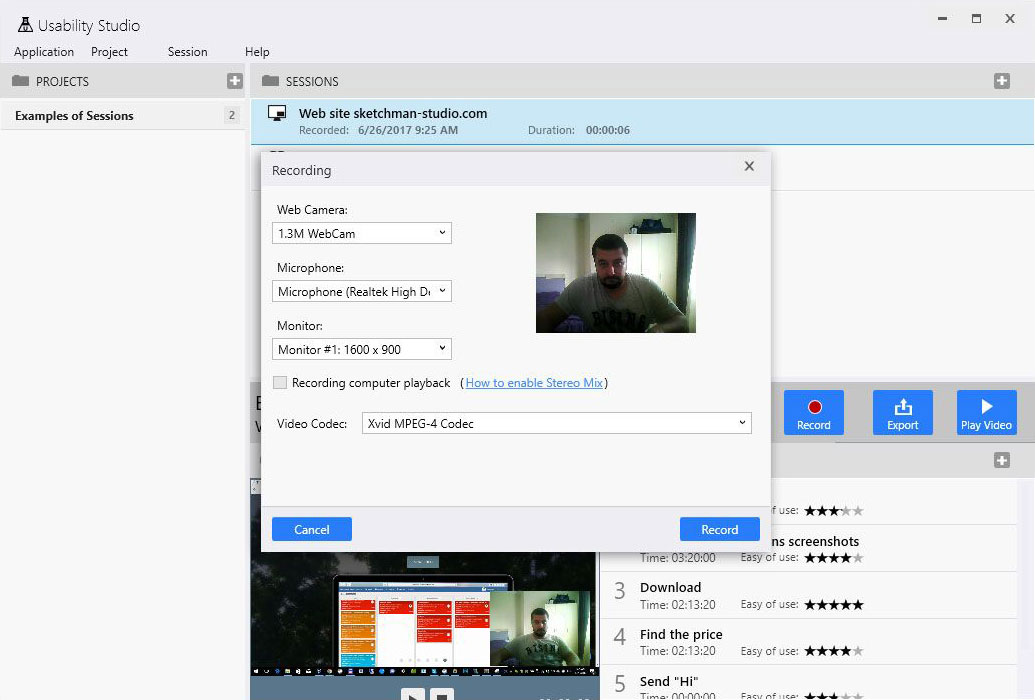 Usability Studio - Screen recording